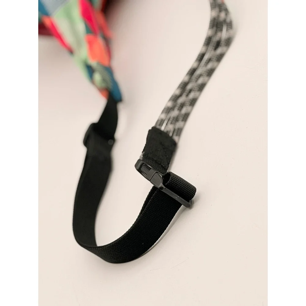 KAVU Keepalong Crossbody Bag Geometric Triangle Print Rope Strap Multicolor